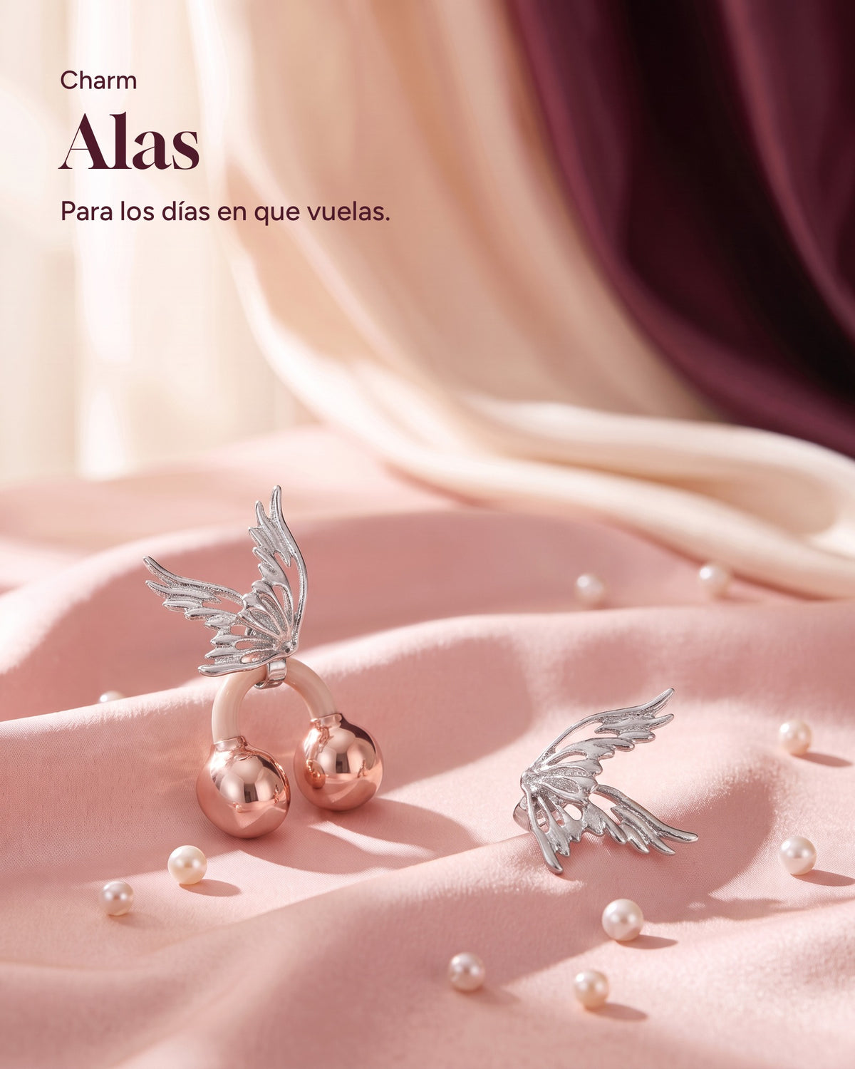 Angel Wings charm pair for Nacary earbuds