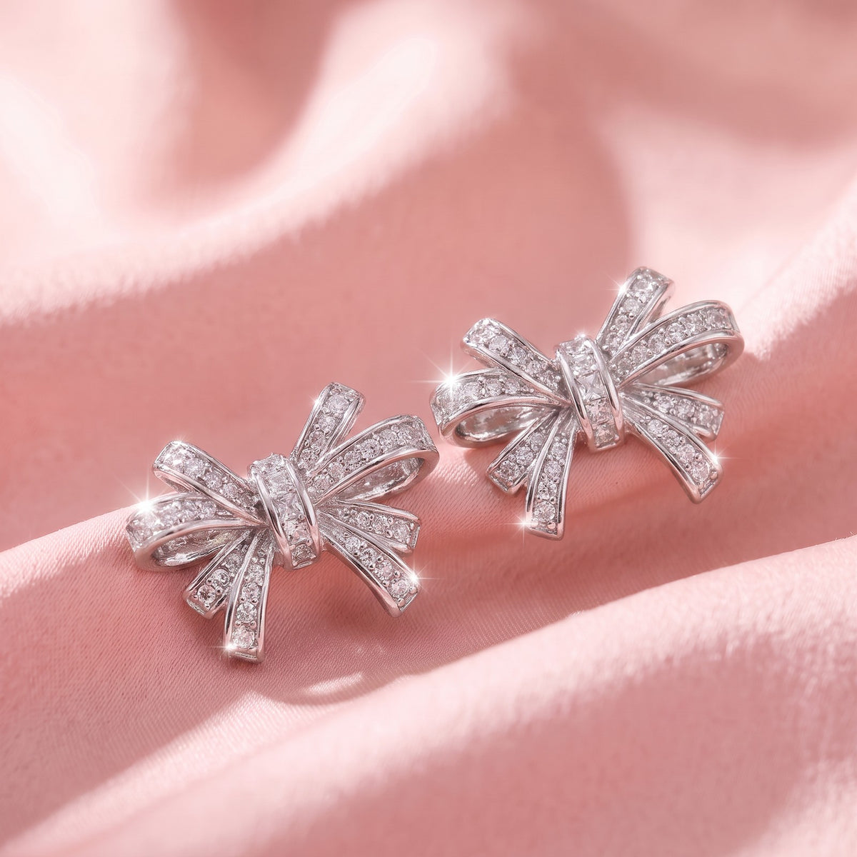 Crystal Bow charm pair, close-up