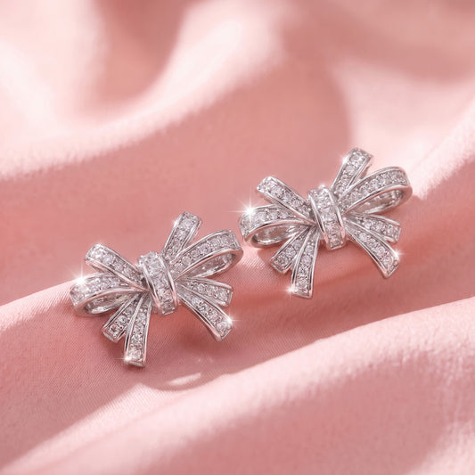Crystal Bow charm pair, close-up