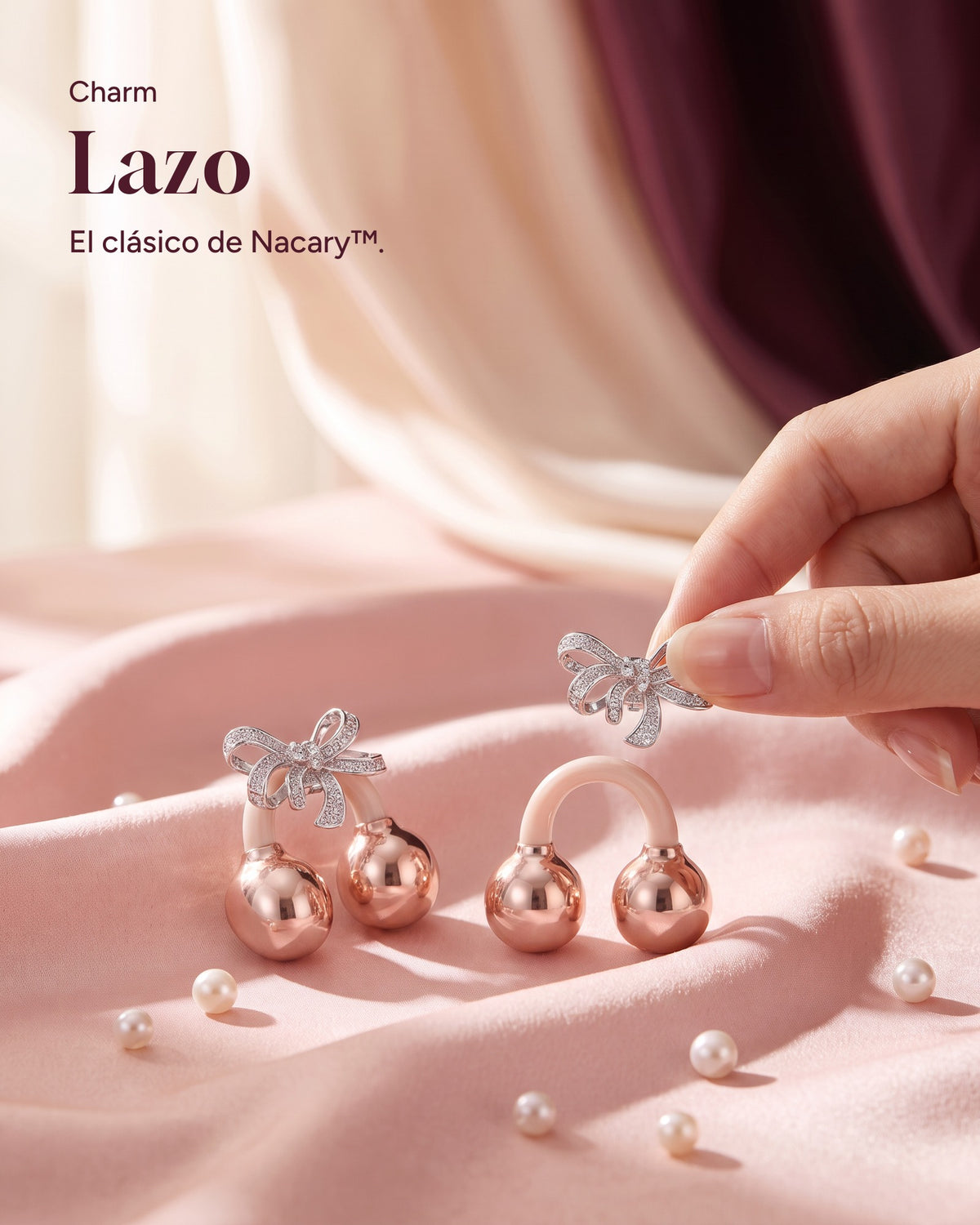 Crystal Bow charm pair for Nacary earbuds